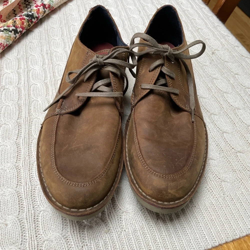 Clarks 11.5 Vargo Vibe Men's Leather Oxford Lace Up Brown Casual Dress Shoe